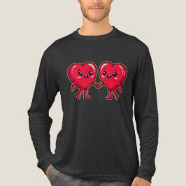 Schattige Hartkarakters Houden Elkaars Hand Vast Tri-Blend Shirt