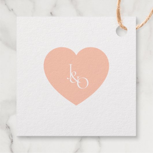 Schattige hartkoppelmonogram bedankjes labels (Achterkant)