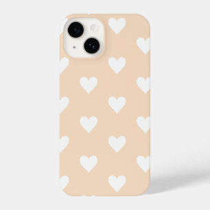 Schattige hartpatroon beige iPhone 14 hoesje