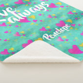 Schattige hartpatroon liefde altijd Jouw naam Vale Sherpa Deken (3/4)