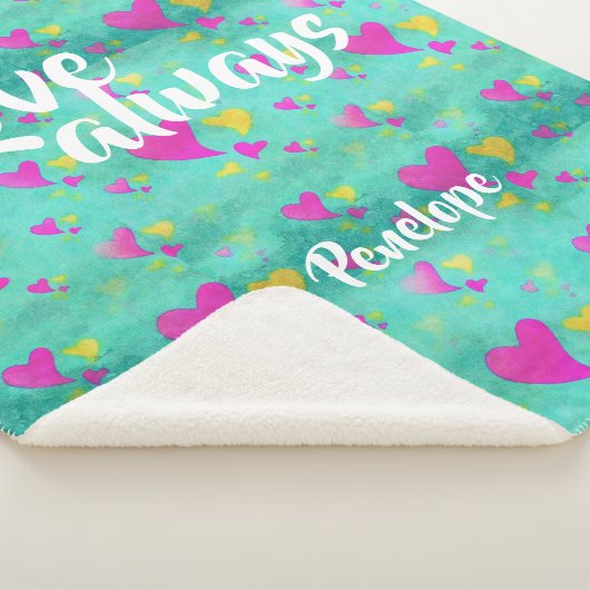 Schattige hartpatroon liefde altijd Jouw naam Vale Sherpa Deken (3/4)