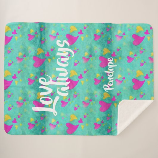Schattige hartpatroon liefde altijd Jouw naam Vale Sherpa Deken (Voorkant (horizontaal))