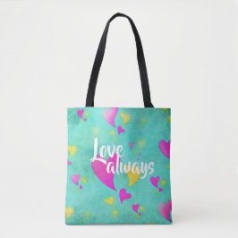 Schattige hartpatroon liefde altijd Jouw naam Vale Tote Bag