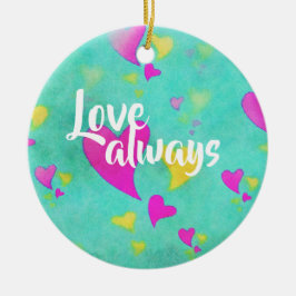 Schattige hartpatroon liefde altijd Valentijn Keramisch Ornament