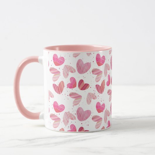 Schattige hartpatroon roze & rood mok (Links)