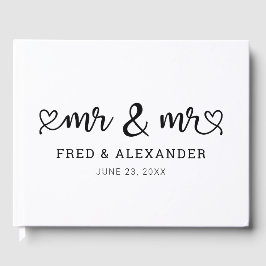 Schattige Hartscript Mr. & Mr. Gay Wedding Gastenboek