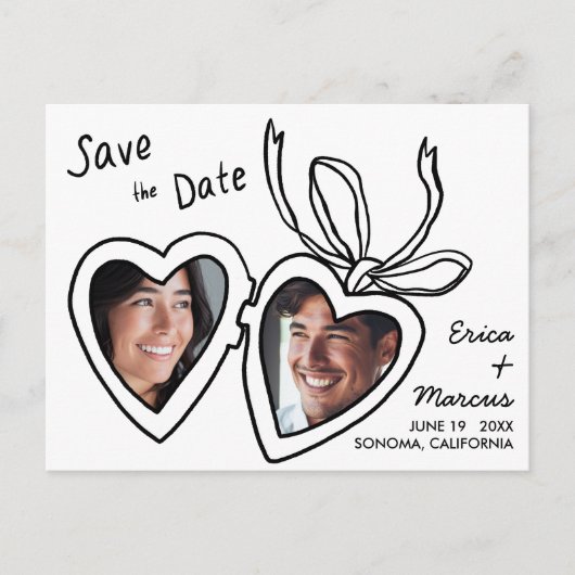 Schattige Hartslot Aangepaste foto's Bewaar de dat Briefkaart (Voorkant)