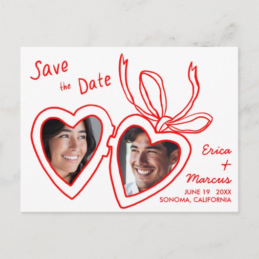 Schattige Hartslot Aangepaste foto's Bewaar de dat Briefkaart (Voorkant)