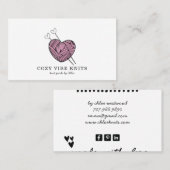 Schattige hartvormig garen handgemaakte gebreide g visitekaartje (Voorkant / Achterkant)