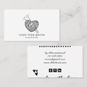 Schattige hartvormig garen handgemaakte gebreide g visitekaartje (Voorkant / Achterkant)