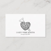 Schattige hartvormig garen handgemaakte gebreide g visitekaartje (Voorkant)