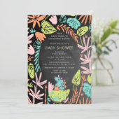 Schattige Hatching Baby Dino Chalkboard Baby showe Kaart (Staand voorkant)