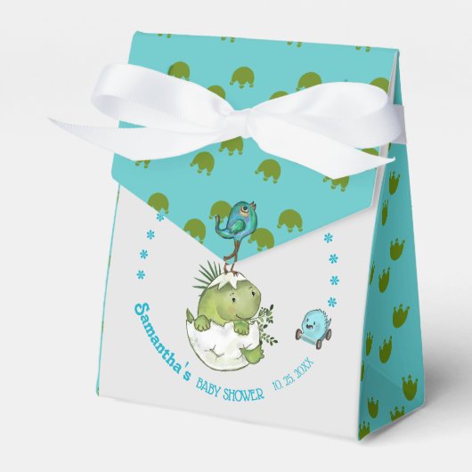 Schattige Hatching Dino Baby shower Bedankdoosjes (Voorkant Zijde)