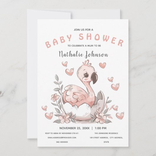 Schattige Hatching Flamingo Baby shower Kaart (Voorkant)