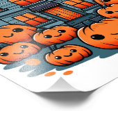 Schattige Haunted House Halloween Pumpkins Ghosts  Foto Afdruk (Hoek)