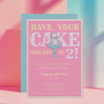 Schattige Have Your Cake Funny Tweede Verjaardag Kaart<br><div class="desc">Met een schattig met de hand geïllustreerd verjaardagstaartontwerp zijn deze vrolijke uitnodigingen een leuke manier om gasten uit te nodigen voor de 2e verjaardag van uw kind.</div>