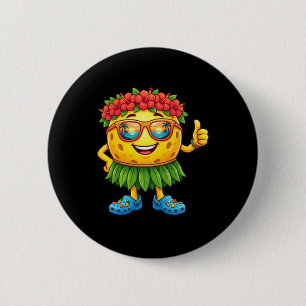 Schattige Hawaiaanse Pickleball Bal Tropisch Stran Ronde Button 5,7 Cm