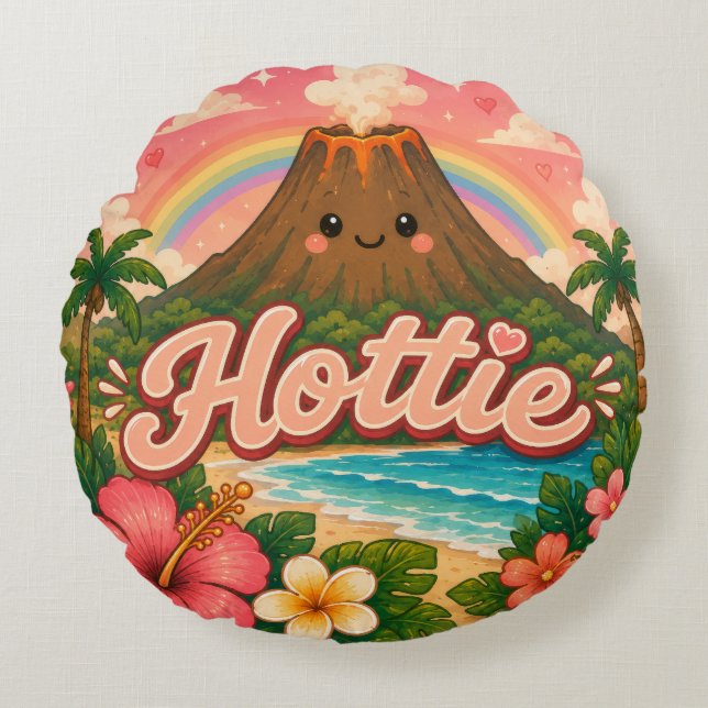 Schattige Hawaii kawaii cirkelkussen Rond Kussen (Voorkant)