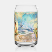 Schattige Hawaii strand Retro lady strand huis Blikvorm Glas (Links)