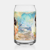 Schattige Hawaii strand Retro lady strand huis Blikvorm Glas (Links)