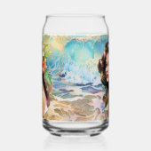 Schattige Hawaii strand Retro lady strand huis Blikvorm Glas (Links)