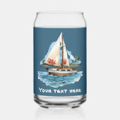 Schattige Hawaiian Sailboat voeg tekst strand toe Blikvorm Glas (Voorkant)