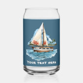 Schattige Hawaiian Sailboat voeg tekst strand toe Blikvorm Glas (Achterkant)