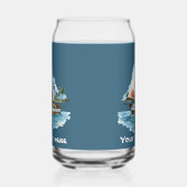 Schattige Hawaiian Sailboat voeg tekst strand toe Blikvorm Glas (Links)