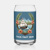 Schattige Hawaiian Sailboat voeg tekst strand toe Blikvorm Glas (Voorkant)
