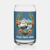 Schattige Hawaiian Sailboat voeg tekst strand toe Blikvorm Glas (Achterkant)