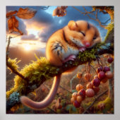 Schattige Hazel Dormouse in een bos Poster (Voorkant)