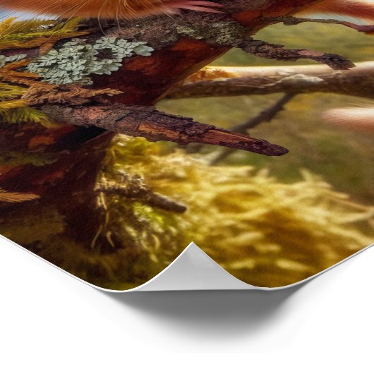 Schattige Hazel Dormouse in een bos Poster (Hoek)