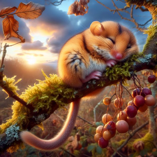 Schattige Hazel Dormouse in een bos Poster