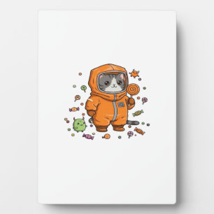 Schattige Hazmat Kat Halloween Snoep Monster Fun O Fotoplaat