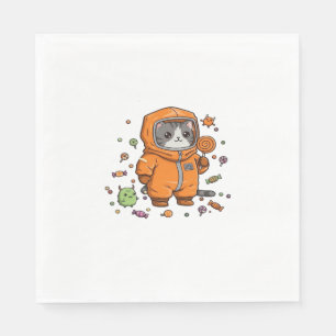 Schattige Hazmat Kat Halloween Snoep Monster Plezi Servet