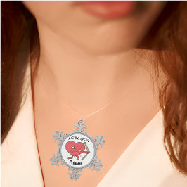 Schattige Heart Archer met 'Love You Princess'-ont Tin Sneeuwvlok Ornament