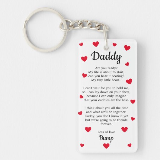 Schattige Heart Daddy wordt Bump Poëzie Sleutelhanger (Voorkant)