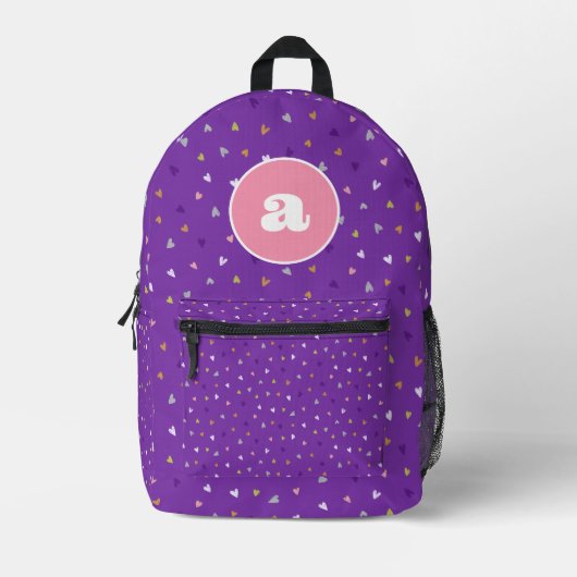 Schattige Hearts Girl Monogram Gepersonaliseerde S Bedrukte Rugzak (Voorkant)