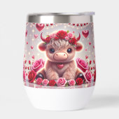 Schattige Hearts Highland Koe Stemless Wine Tumble (Links)