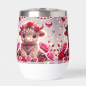 Schattige Hearts Highland Koe Stemless Wine Tumble (Voorkant)