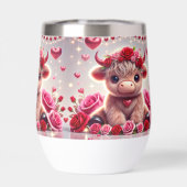Schattige Hearts Highland Koe Stemless Wine Tumble (Achterkant)