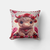 Schattige Hearts Highland Koe Valentijnse Kussen (Voorkant)