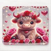 Schattige Hearts Highland Koe Valentijnse Muismat (Voorkant)