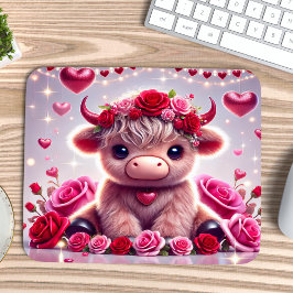 Schattige Hearts Highland Koe Valentijnse Muismat