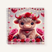 Schattige Hearts Highland Koe Valentijnse Notitieboek (Voorkant)