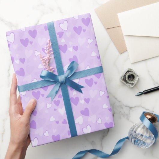 Schattige Hearts Lavendel Wrapping Paper Cadeaupapier (Geschenken)