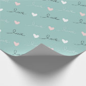Schattige Hearts & Love Script Valentijnsdag Aqua Cadeaupapier (Hoek)