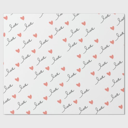 Schattige Hearts & Love Script Valentijnsdag Cadeaupapier (Vlak)