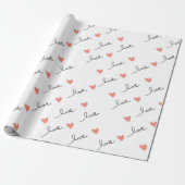 Schattige Hearts & Love Script Valentijnsdag Cadeaupapier (Uitgerold)