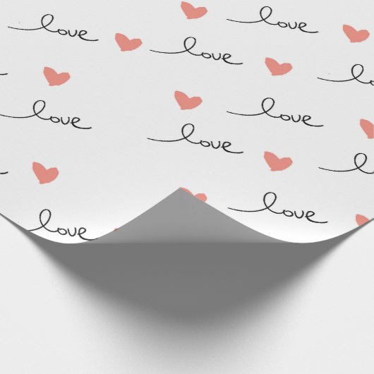Schattige Hearts & Love Script Valentijnsdag Cadeaupapier (Hoek)